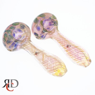 GLASS PIPE FLOWER HEAD SWIRL ART GOLDEN GP5098 1CT
